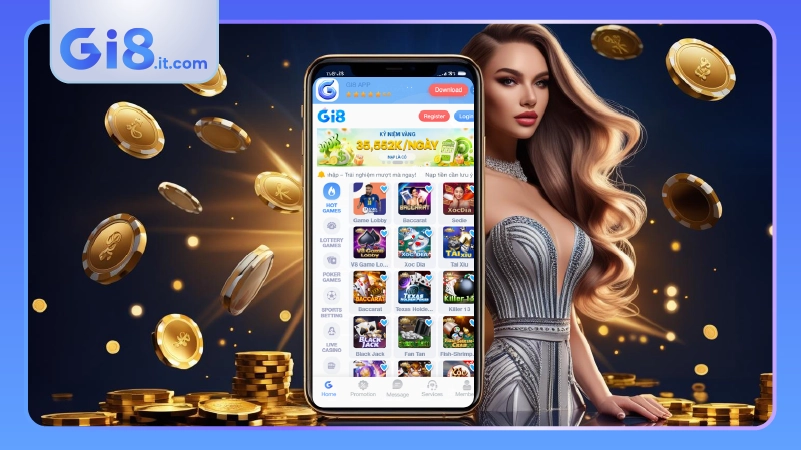 Giao diện ứng dụng Gi8 hấp dẫn và có sự sắp xếp hợp lý